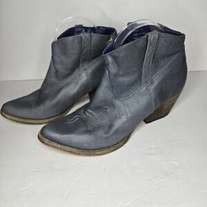 Very Volatile Los Angeles Leather Western Ankle Boots Womens Size 8 Blue Gray